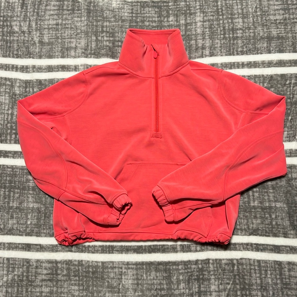 Lululemon brushed softstream half zip Glaze Pink